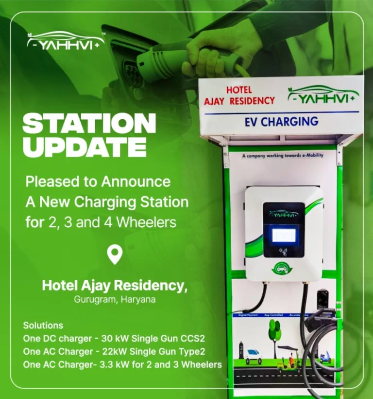 Yahhvi – EV Charging installed Fast Charging points at Kherki Daula Toll Plaza Situated Hotel Ajay Residency to electrify Delhi – Jaipur Highway