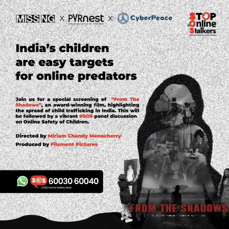 Launch of SOS Community to Stop Online Child Abuse and a special screening of From the Shadows, an award-winning documentary film on Child Trafficking in India at PVR, Juhu