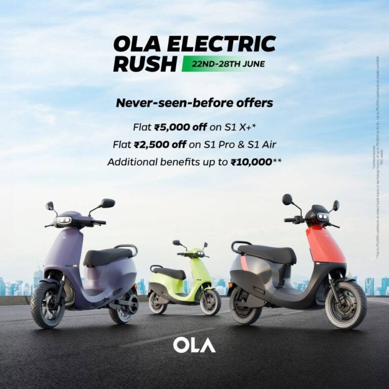 Ola Electric announces ‘Electric Rush’ offers with benefits of up to INR 15,000 on S1 scooter portfolio