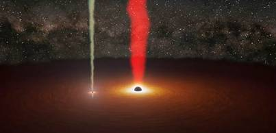 A group of 32 scientists from 10 countries observed a small object directly interacting with a pair of black holes